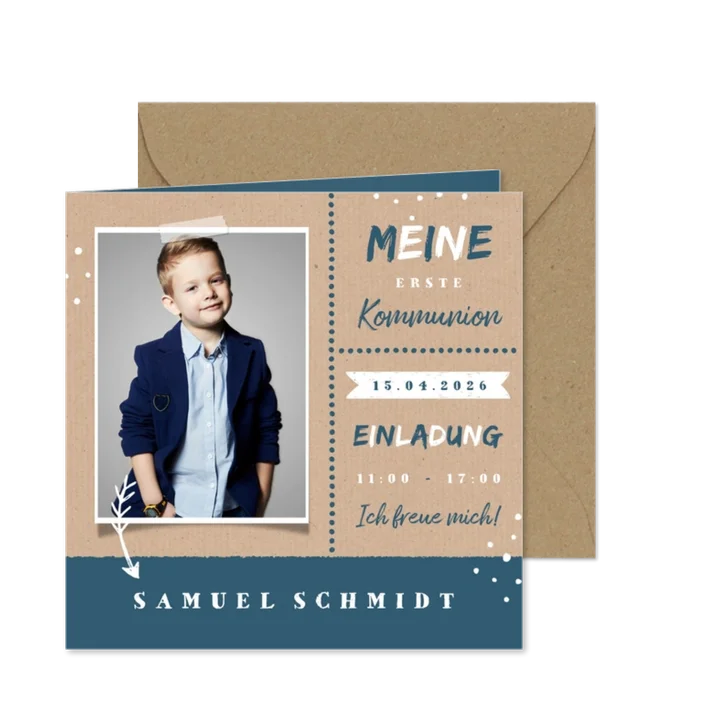 Einladung zur Kommunion Foto auf Kraftpapier
