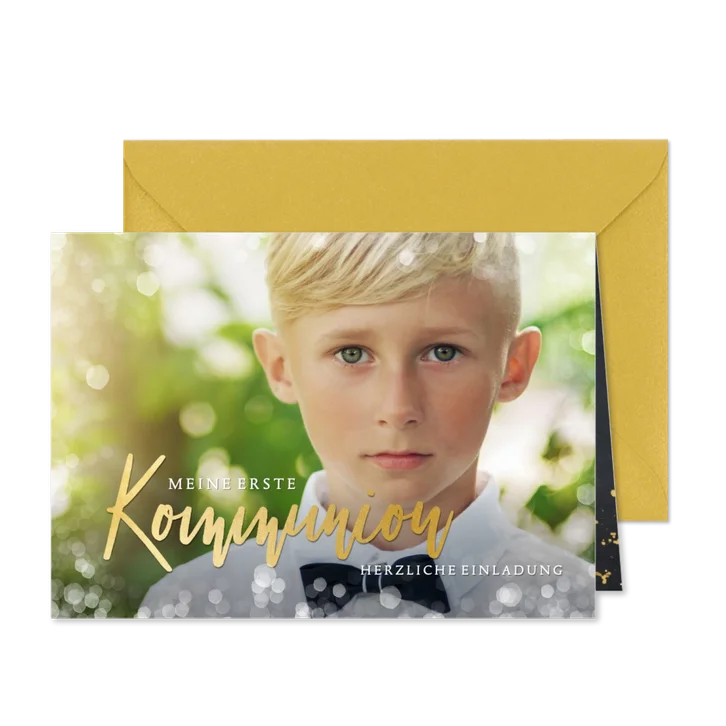 Einladung zur Kommunion Fotokarte Junge
