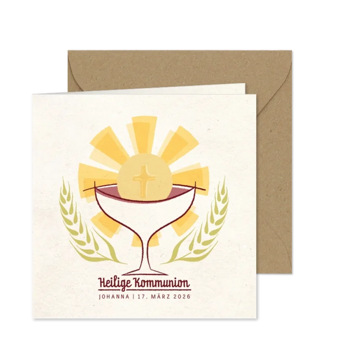 Einladung zur Kommunion mit Kelch und Hostie