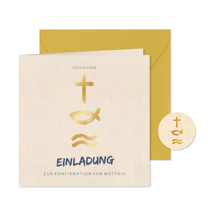 Einladung zur Konfirmation Symbole Foto innen