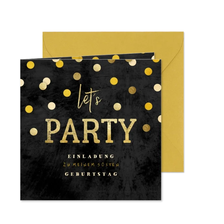 Einladung zur Party Goldene Konfetti