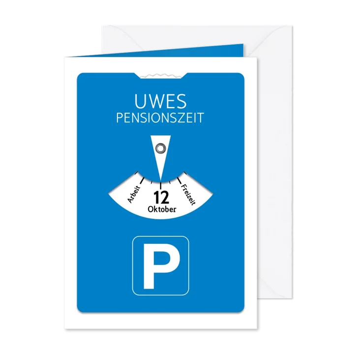 Einladung zur Rentnerfeier auf Parkscheibe