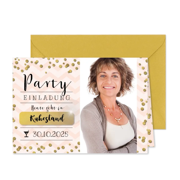 Einladung zur Ruhestand-Party rosa