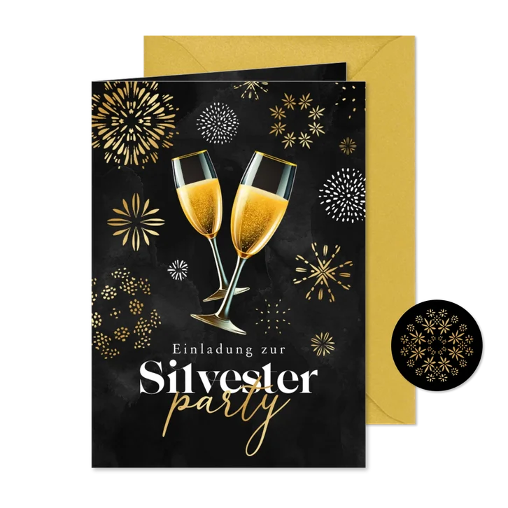 Einladung zur Silvesterparty Feuerwerk