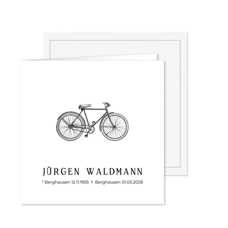 Einladung zur Trauerfeier Fahrrad
