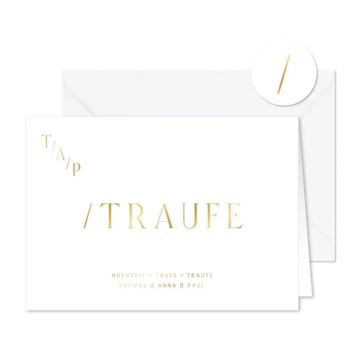 Einladung zur Traufe Goldschrift minimalistisch