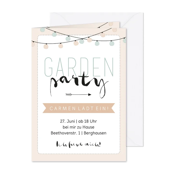 Einladung zurr Gardenparty pastell