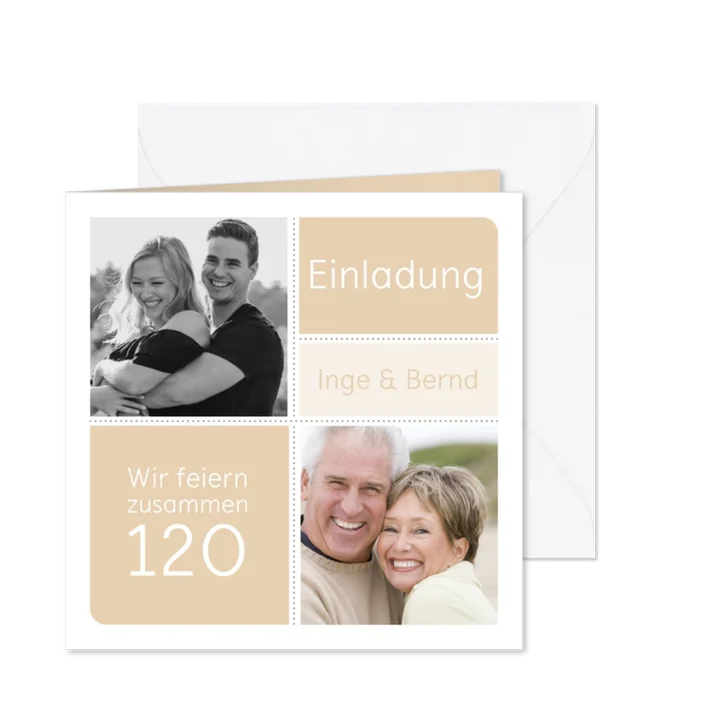 Einladung Zusammen Geburtstag beige