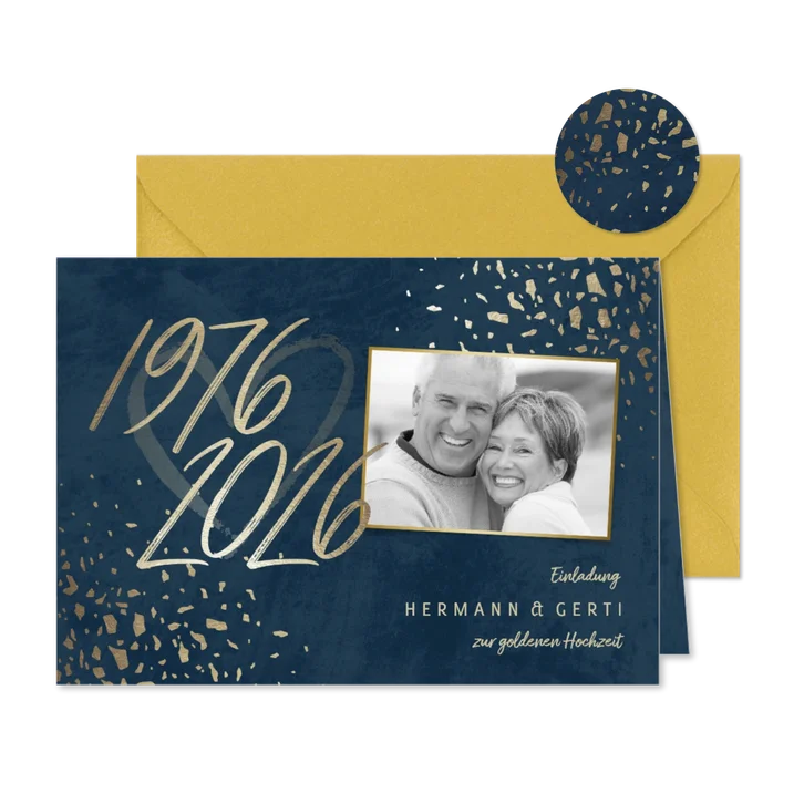 Einladungskarte 50. Hochzeitstag 1976-2026