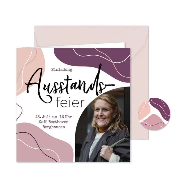Einladungskarte Ausstandsfeier Foto abstrakt Lila