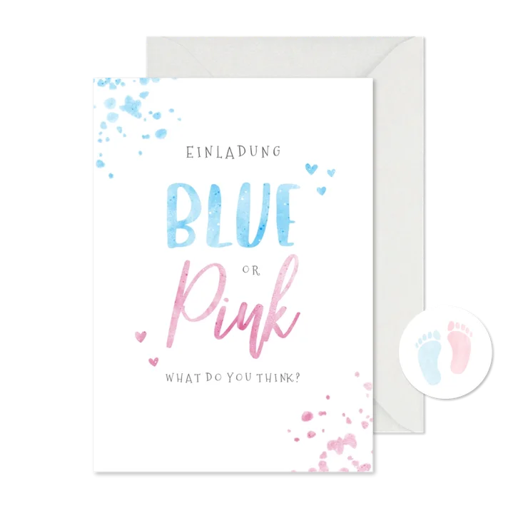 Einladungskarte 'Blue or Pink' Gender Reveal Party