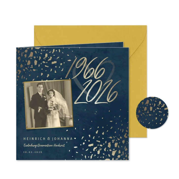 Einladungskarte Diamantene Hochzeit 1966-2026