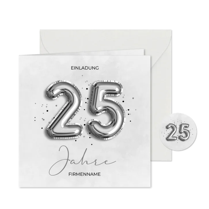 Einladungskarte Firmenjubiläum 25 Jahre Folienballons