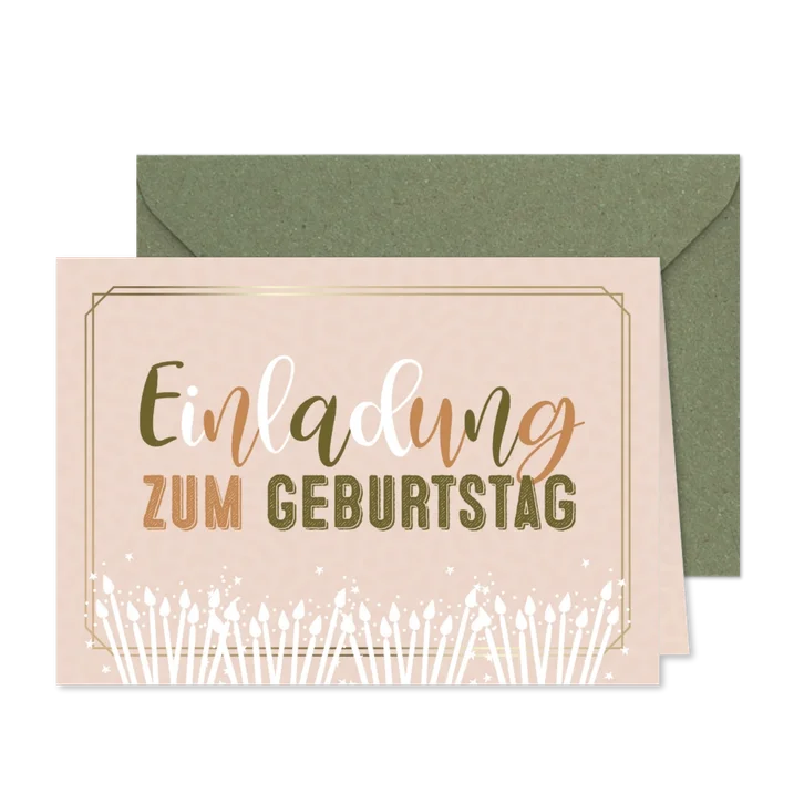 Einladungskarte Geburtstag mit vielen Kerzen