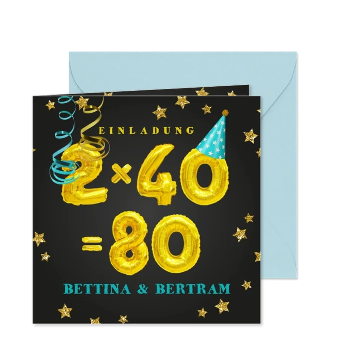 Einladungskarte Geburtstagsparty 2x40=80