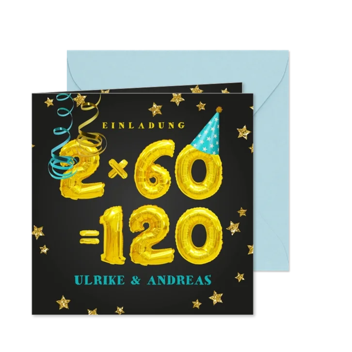 Einladungskarte Geburtstagsparty 2x60=120