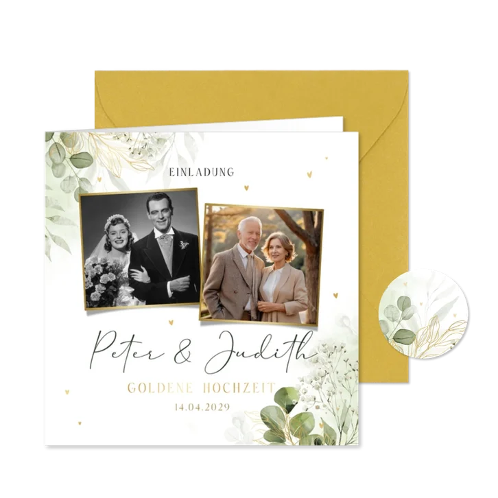 Einladungskarte Goldene Hochzeit Fotocollage