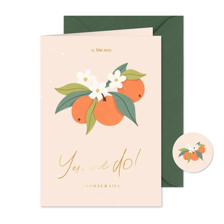 Einladungskarte Hochzeit Orangenblüten