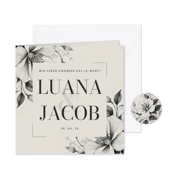 Einladungskarte Hochzeit Vintage Blumen