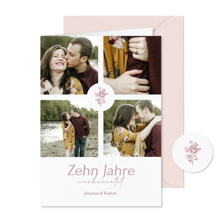 Einladungskarte Hochzeitsjubiläum 10 Jahre Rosenhochzeit