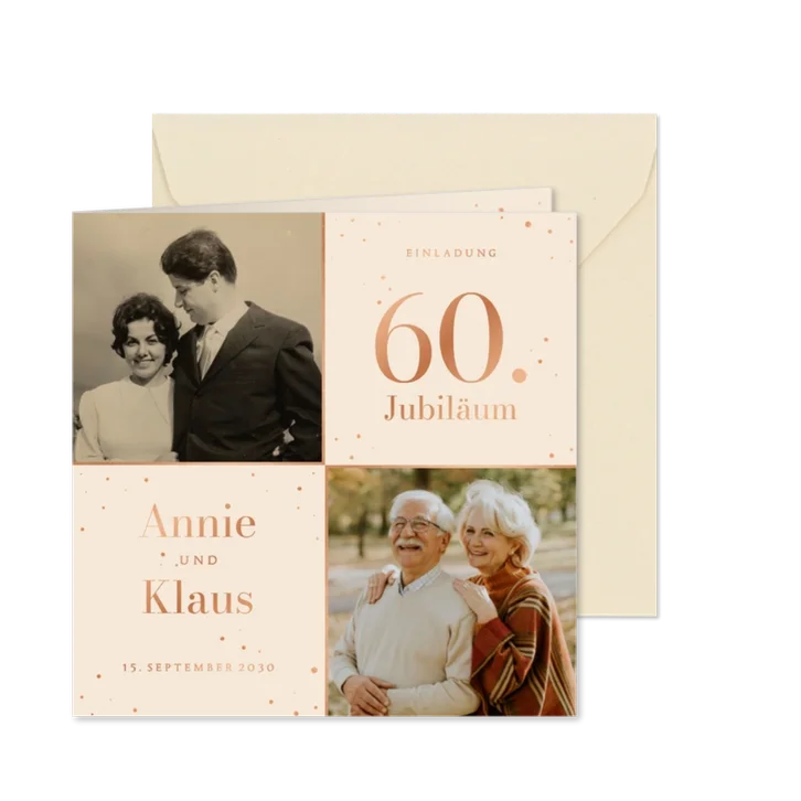 Einladungskarte Hochzeitsjubiläum 60 Jahre Fotocollage