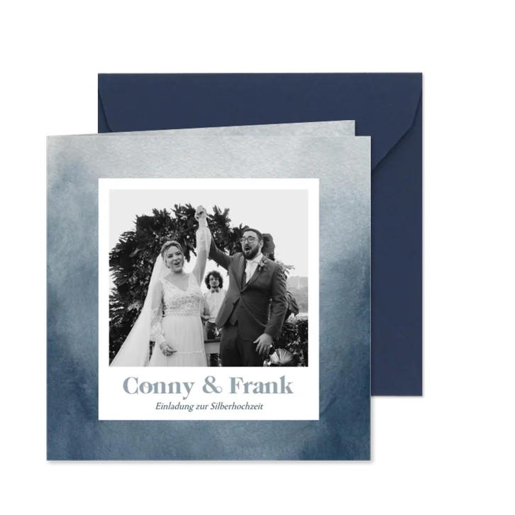 Einladungskarte Jubiläum Aquarell & Schwarz-Weiß-Foto