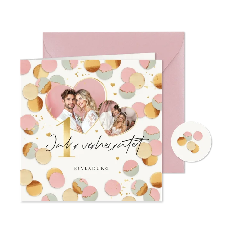 Einladungskarte Jubiläum Hochzeit 1 Jahr Konfetti Foto
