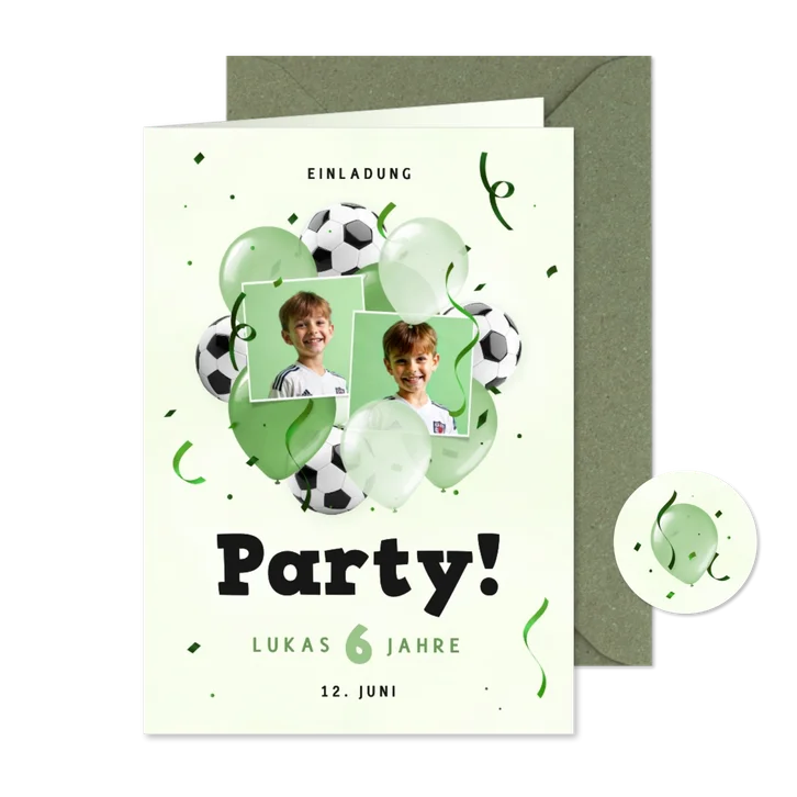 Einladungskarte Kindergeburtstag Fußball Party