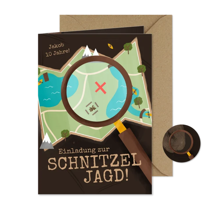 Einladungskarte Kindergeburtstag Schatzkarte Schnitzeljagd