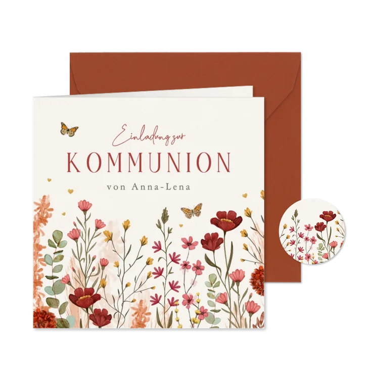 Einladungskarte Kommunion Wildblumen