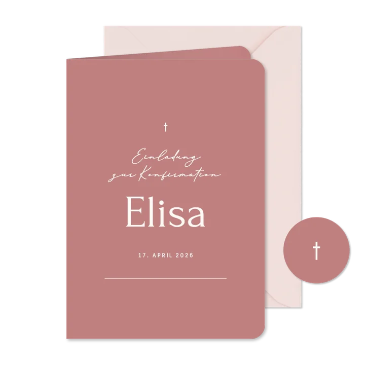 Einladungskarte Konfirmation altrosa