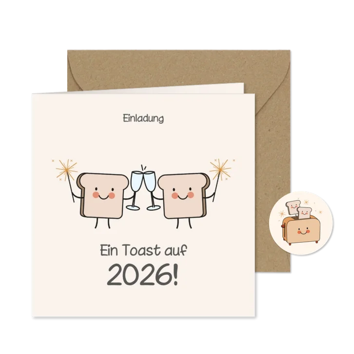 Einladungskarte Neujahrsempfang 'Ein Toast auf 2026'