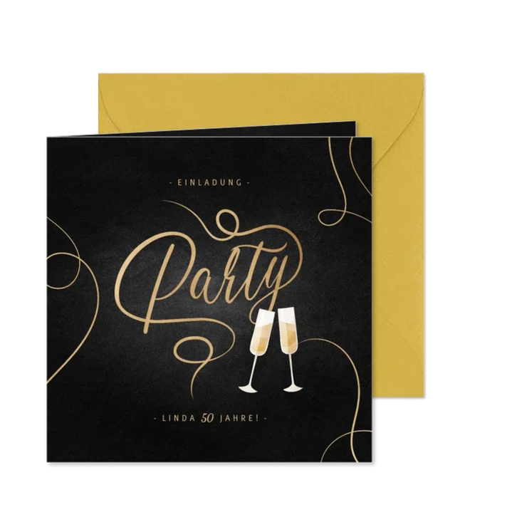 Einladungskarte 'Party' mit Sektgläsern