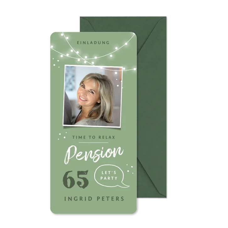 Einladungskarte Pension mit Foto und Lichtern