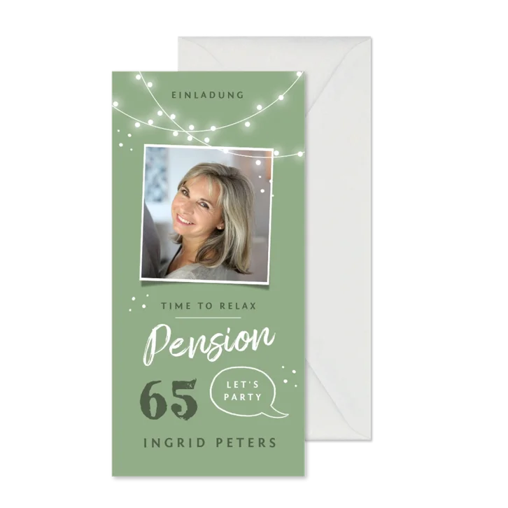 Einladungskarte Pension mit Foto und Lichtern