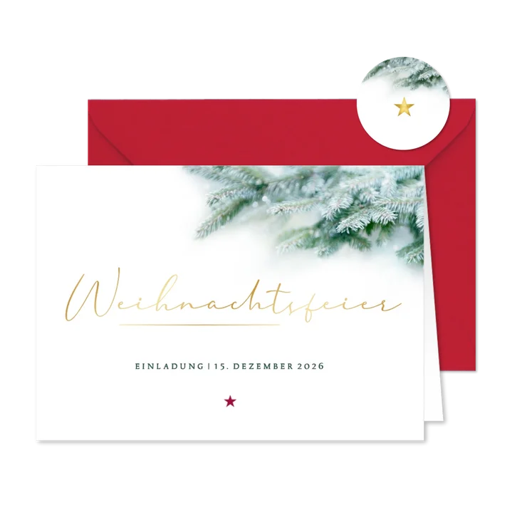 Einladungskarte Weihnachtsfeier Tannenzweige