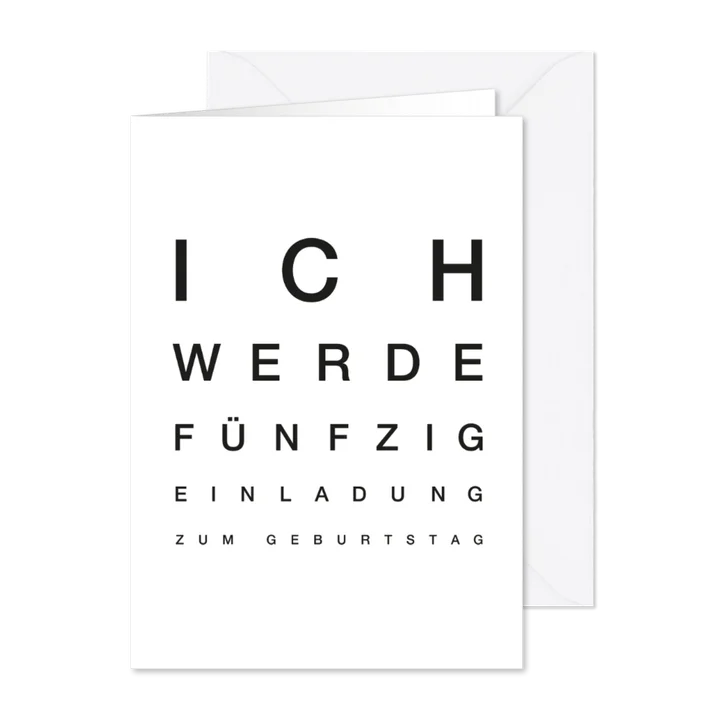 Einladungskarte zum Geburtstag Sehtest