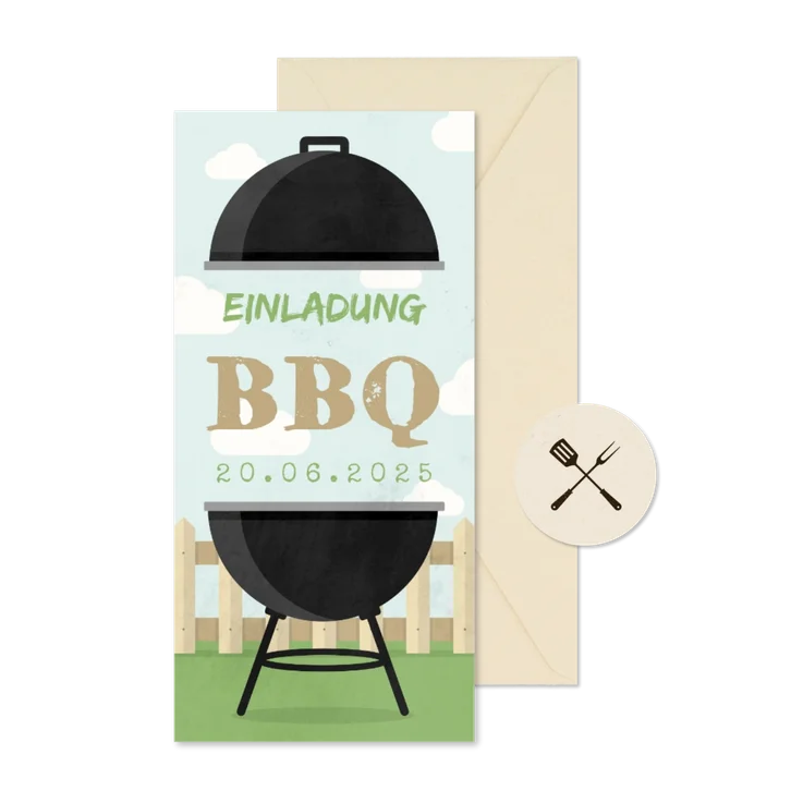 Einladungskarte zum Grillen länglich
