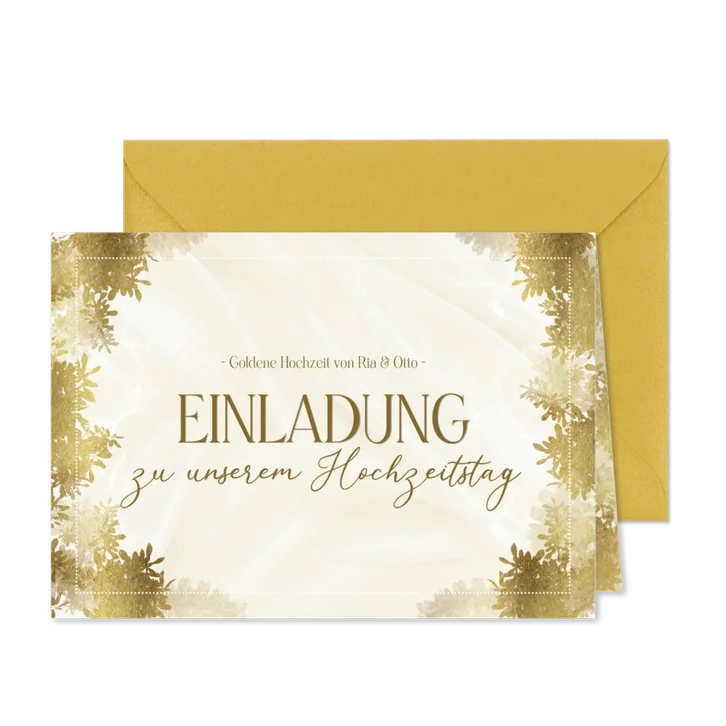 Einladungskarte zum Hochzeitstag mit romantischem Look