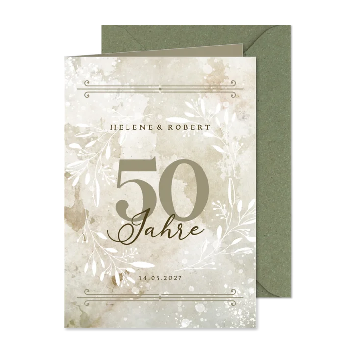 Einladungskarte zur Goldhochzeit mit Foto