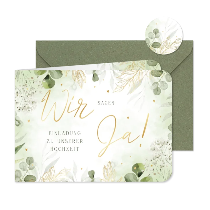 Einladungskarte zur Hochzeit Aquarellzweige