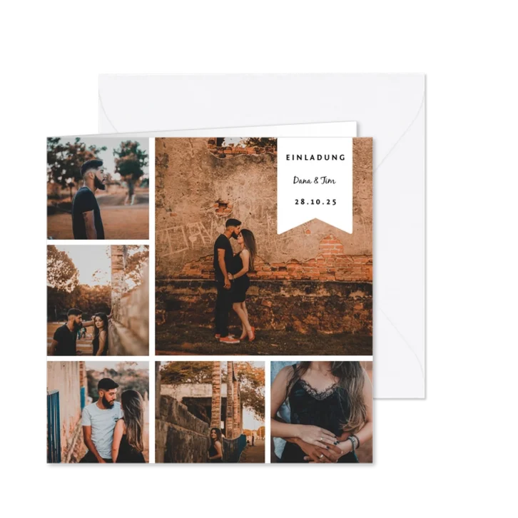 Einladungskarte zur Hochzeit Fotocollage