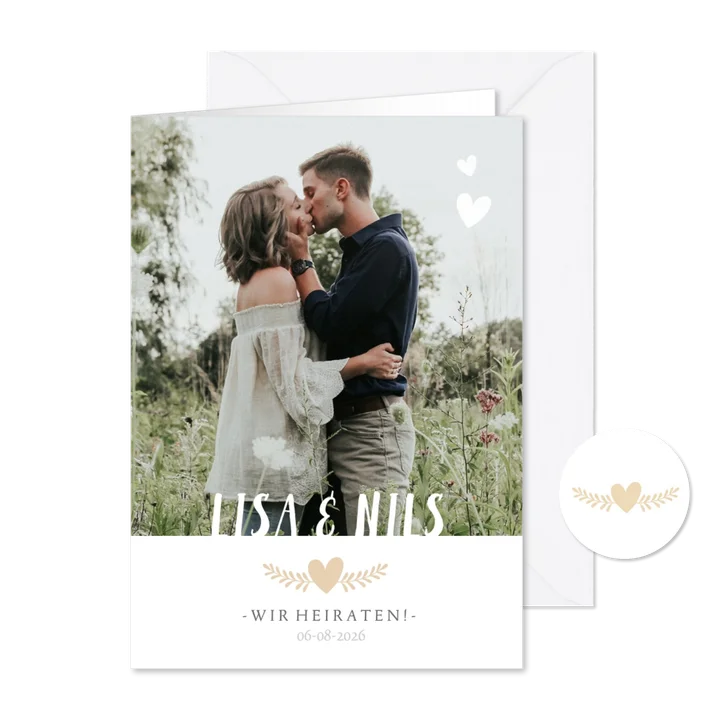 Einladungskarte zur Hochzeit mit großem Foto