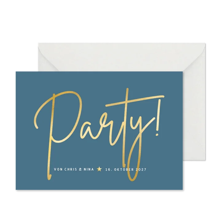 Einladungskarte zur Party Goldlook