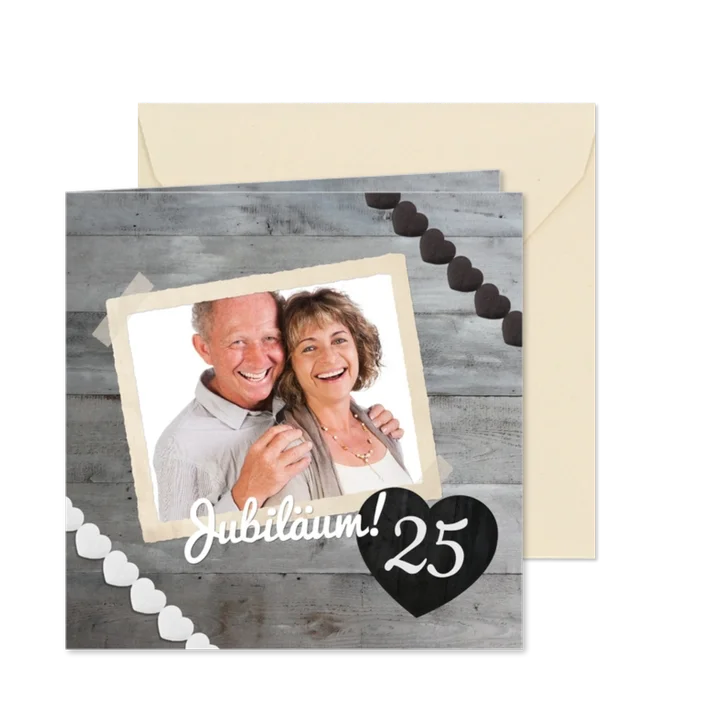 Einladungskarte zur Silberhochzeit Foto mit Herz