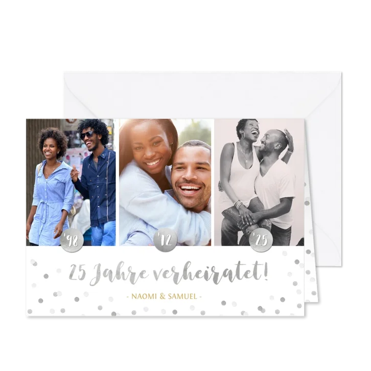 Einladungskarte zur Silberhochzeit mit Fotocollage