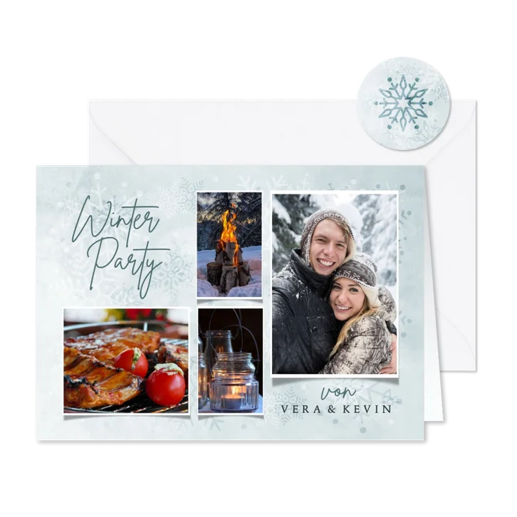 Einladungskarte zur Winterparty Fotocollage