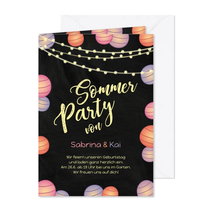 Einladungskarte (zusammen) Geburtstag Sommerparty