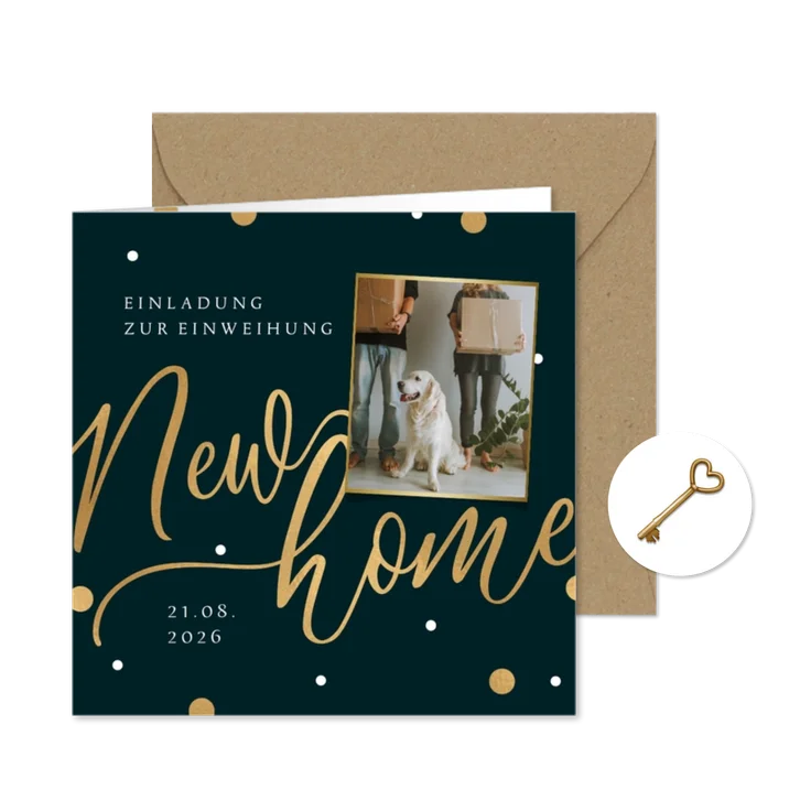Einweihungskarte 'New Home' mit Foto