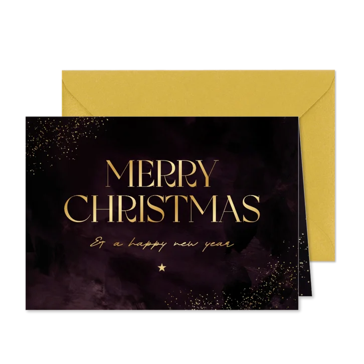 Elegante Firmen-Weihachtskarte 'Merry Christmas' Goldschrift